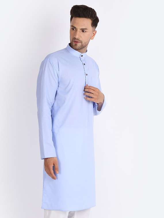 banhussain solid cotton blend long kurta - 20005398 -  Standard Image - 1
