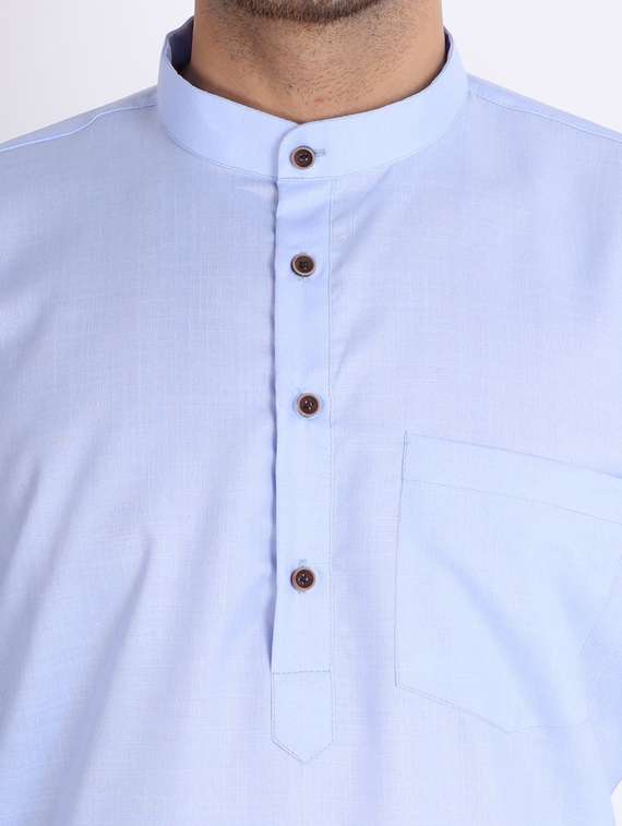 banhussain solid cotton blend long kurta - 20005398 -  Standard Image - 4