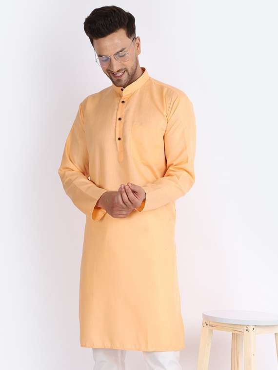 mandarin neck solid long kurta - 20005400 -  Standard Image - 1
