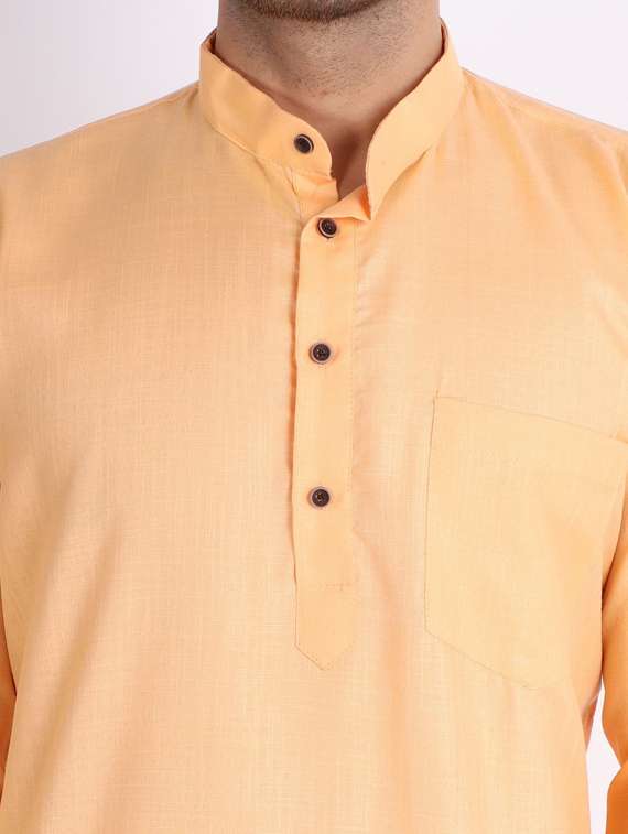 mandarin neck solid long kurta - 20005400 -  Standard Image - 4