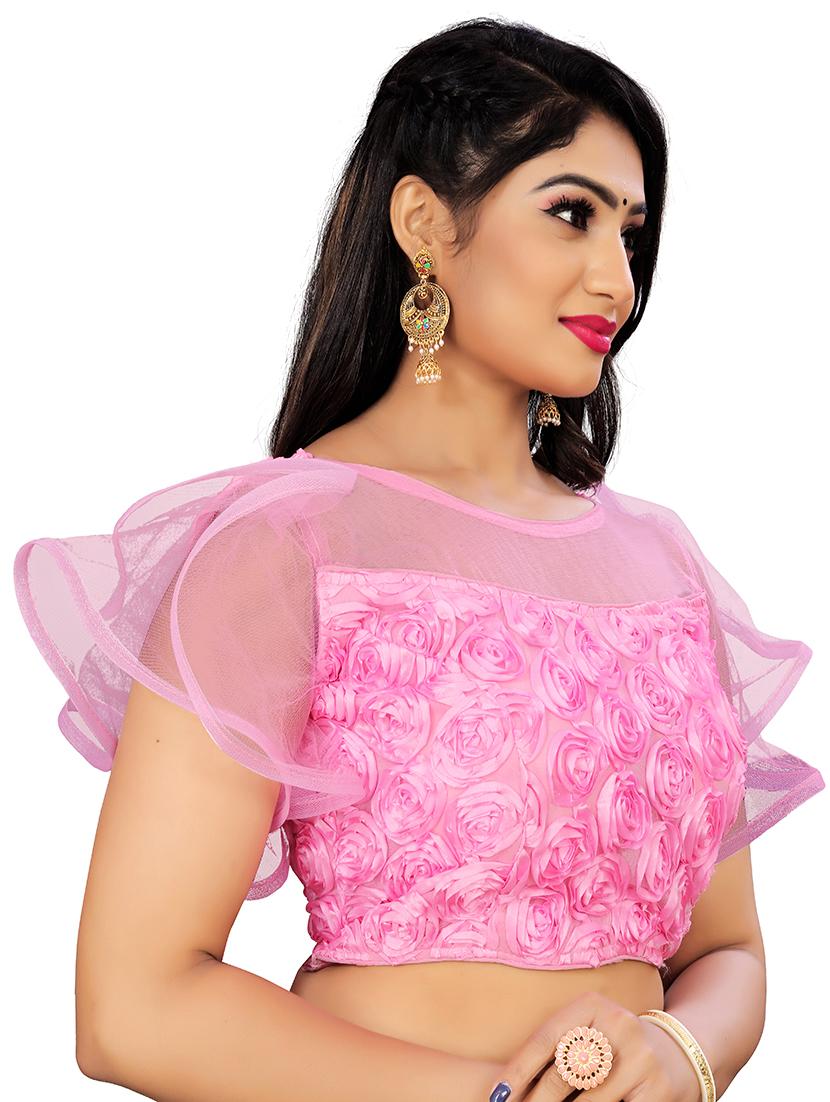 pink stitched self design blouse - 20005438 - Standard Image - 1