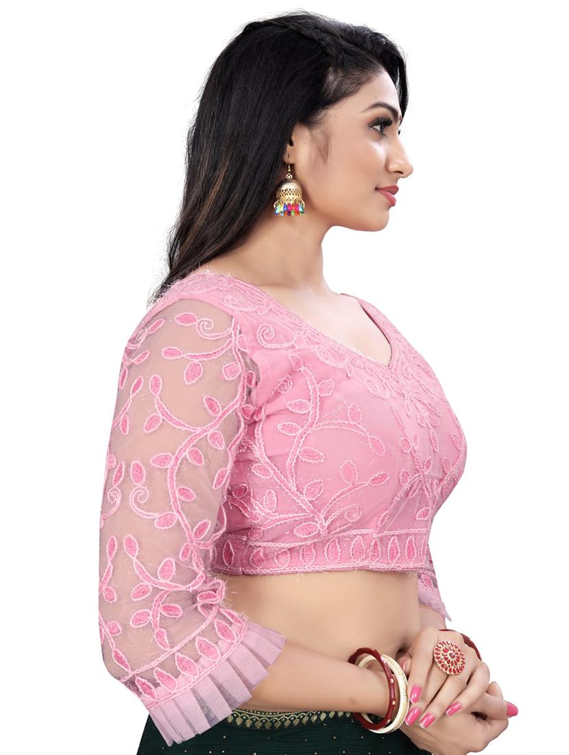 pink embroidered three quater sleeves blouse - 20005464 - Standard Image - 1