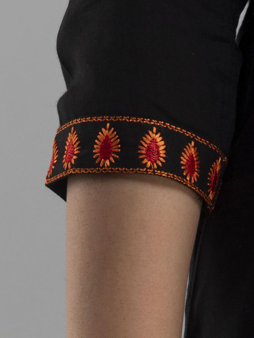 black embroidered regular top - 20005503 - Standard Image - 4