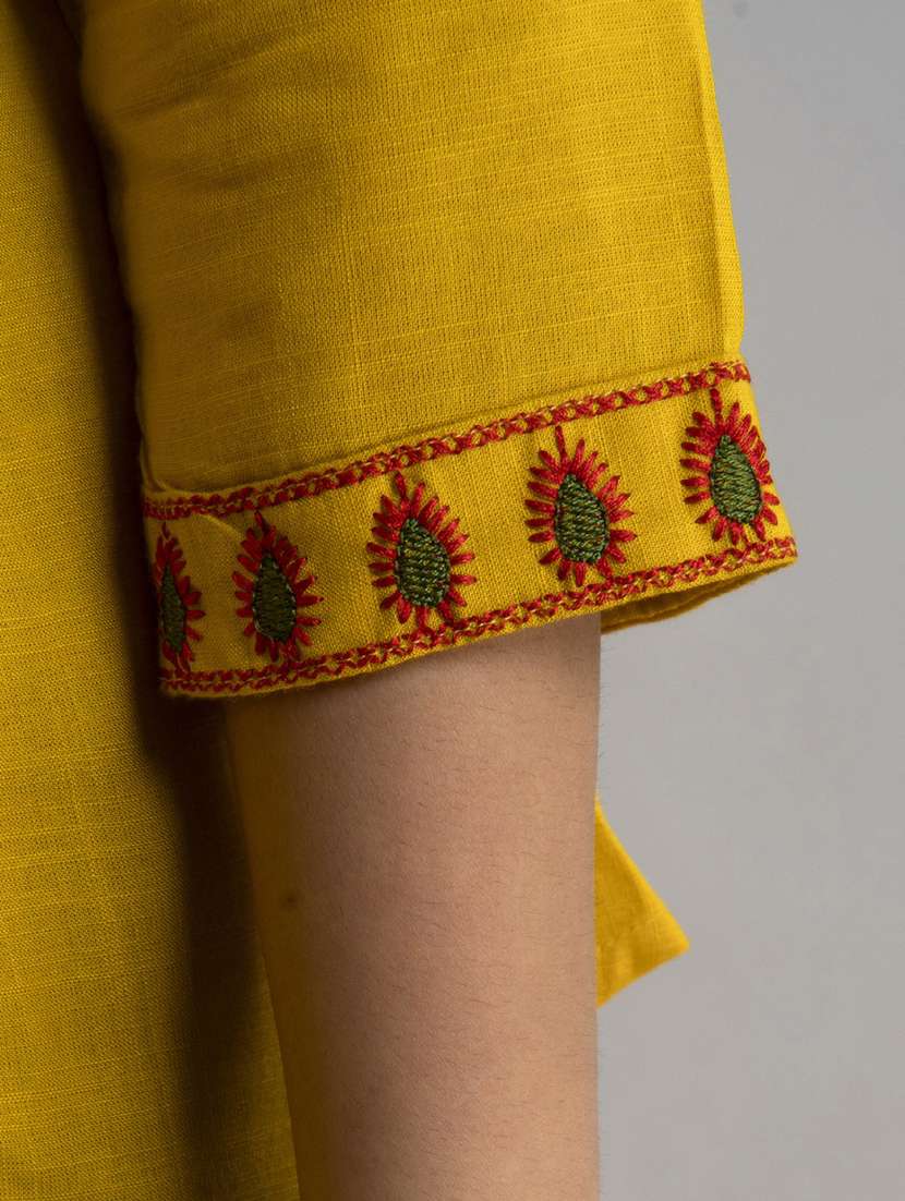 yellow embroidered regular top - 20005508 - Standard Image - 4