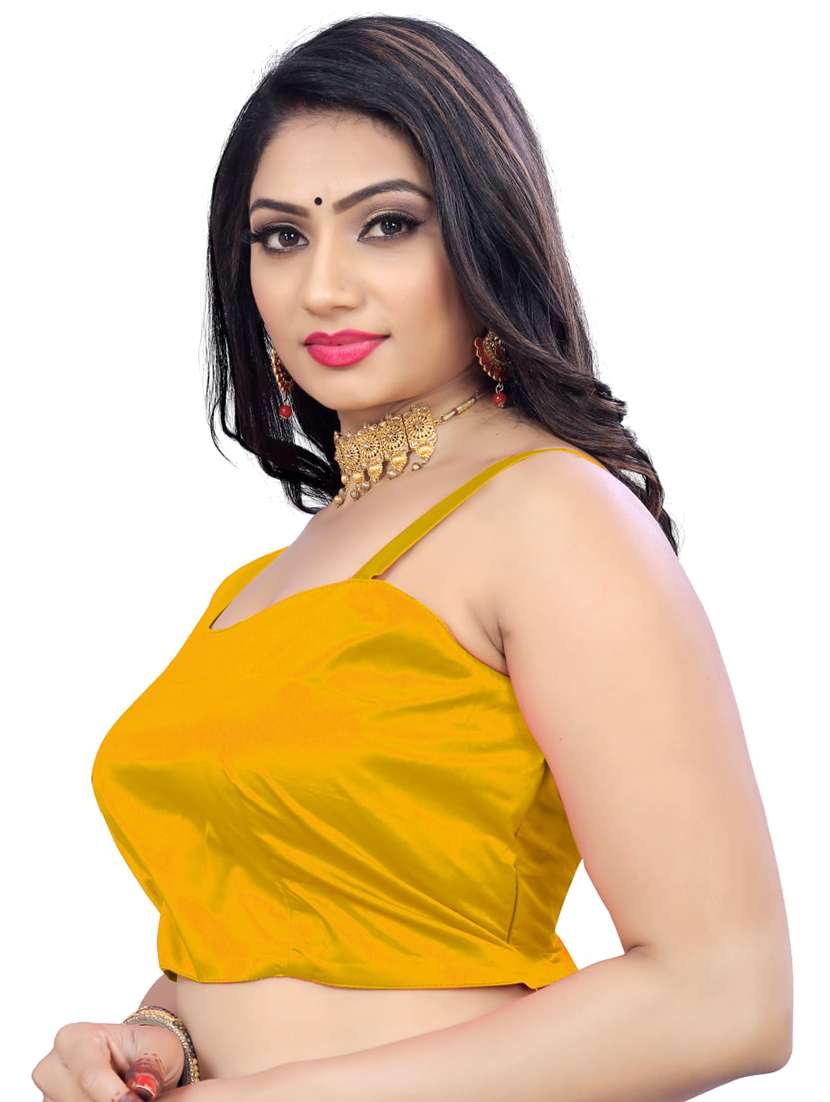 yellow solid sleeveless asymmteric neck blouse - 20005509 -  Standard Image - 1