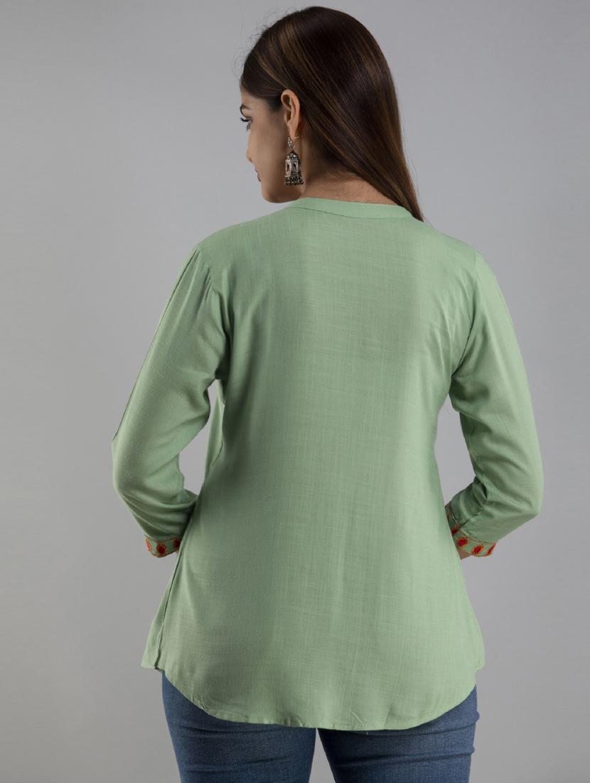 olive embroidered regular top - 20005521 - Standard Image - 1