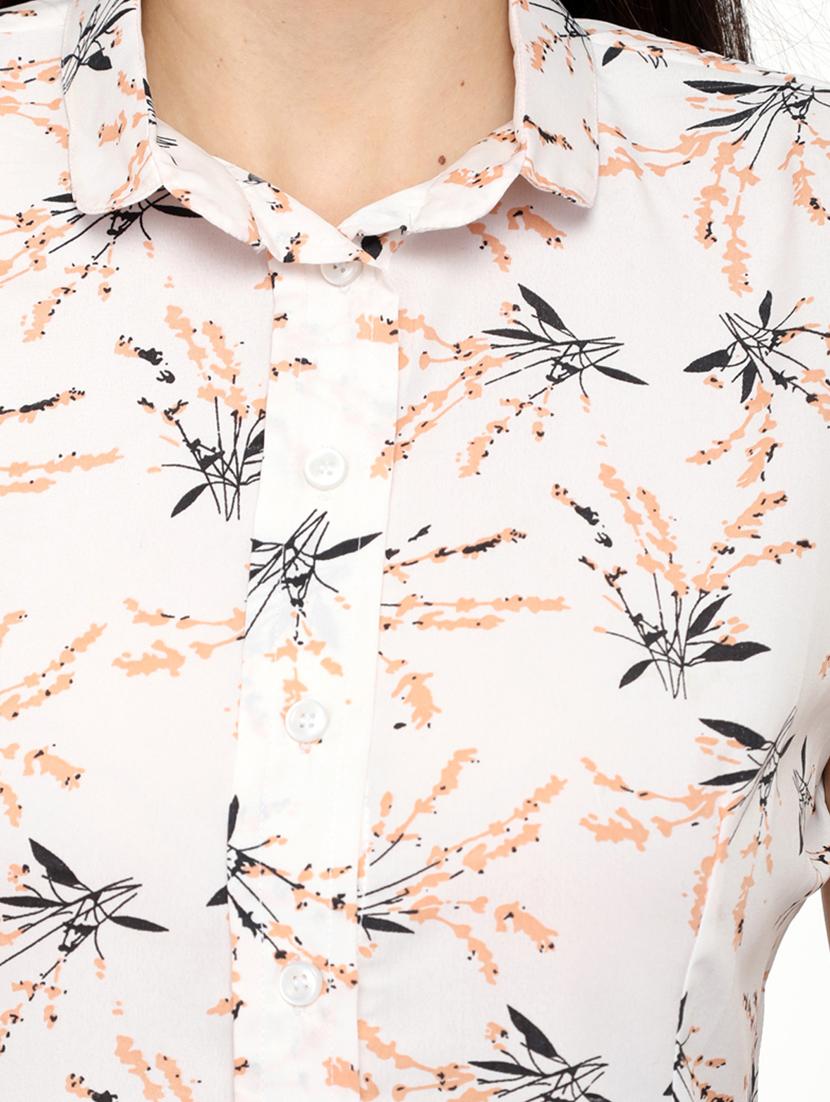 white printed sleeveless regular shirt - 20007180 - Standard Image - 4