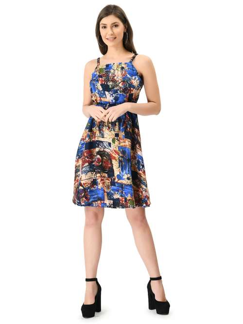 women's fit & flare printed dress - 20007209 - Standard Image - 0