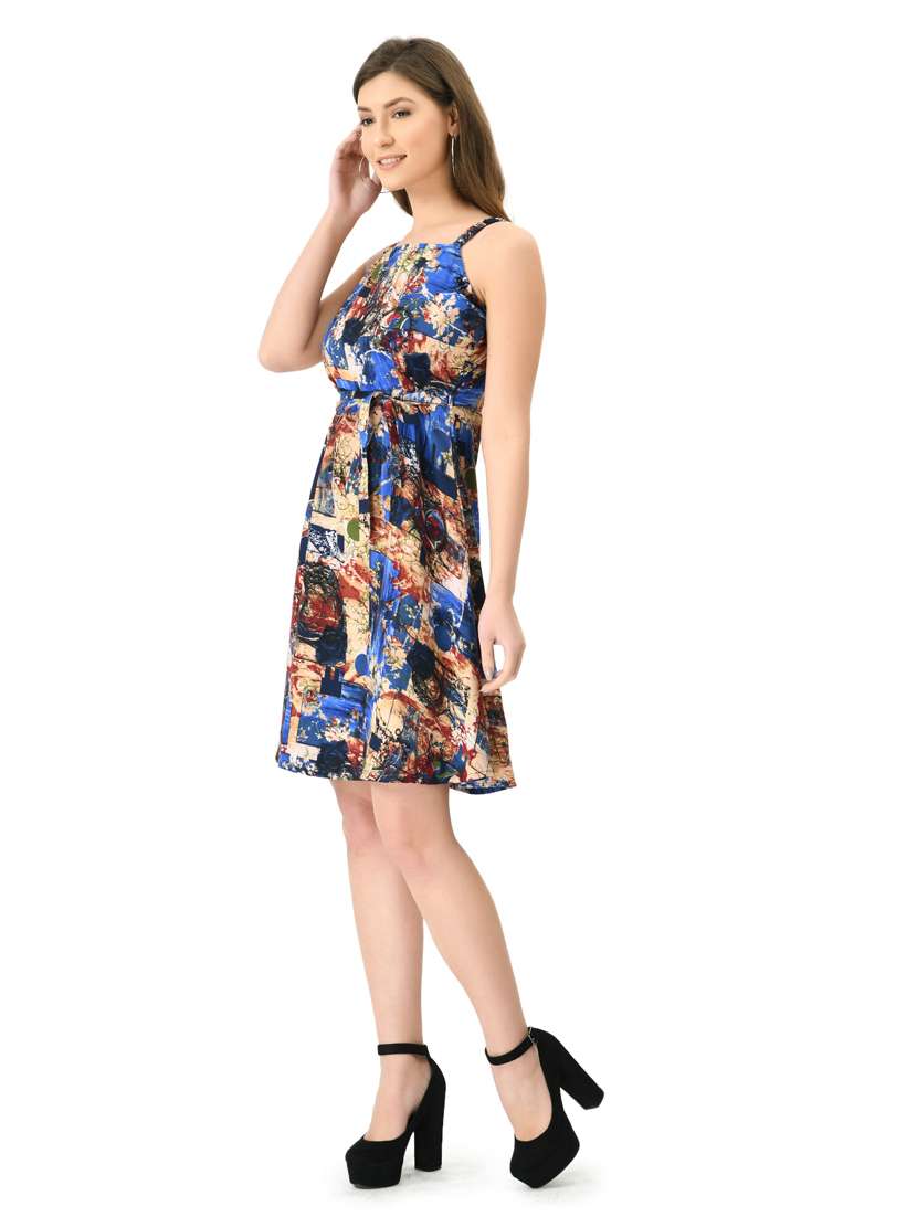 women's fit & flare printed dress - 20007209 - Standard Image - 1