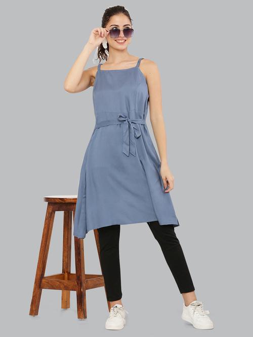 women blue solid a-line kurta - 20007241 - Standard Image - 0
