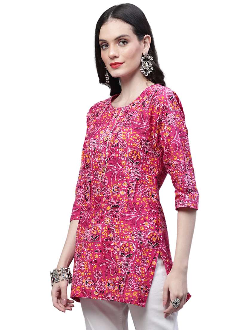 printed cotton short kurti - 20007354 -  Standard Image - 1