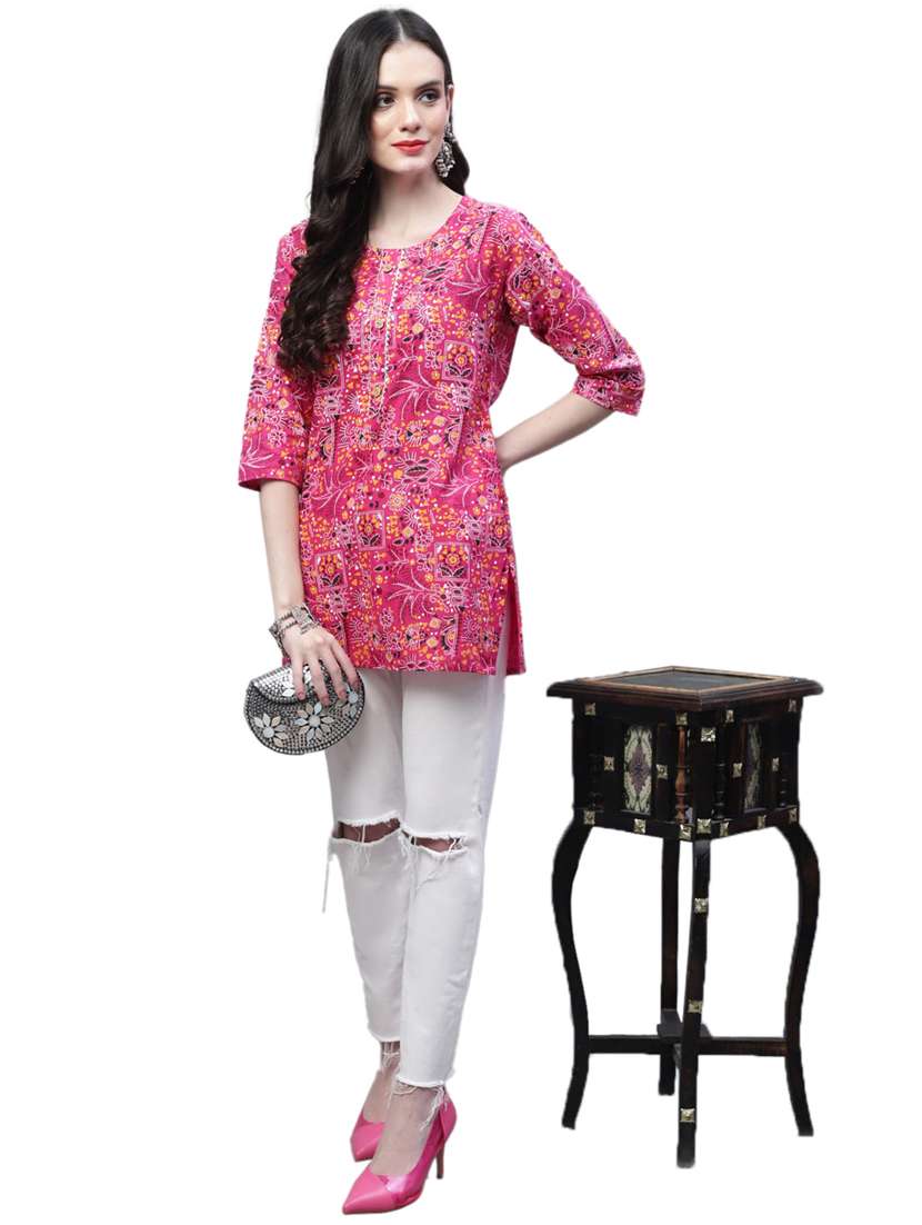 printed cotton short kurti - 20007354 -  Standard Image - 4
