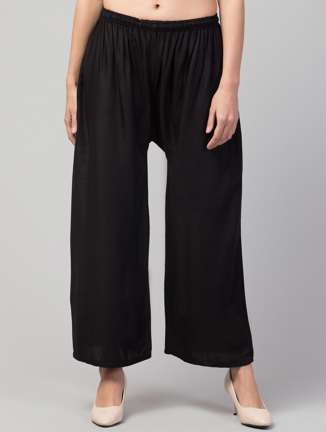 black rayon palazzos - 20007366 - Zoom Image - 0