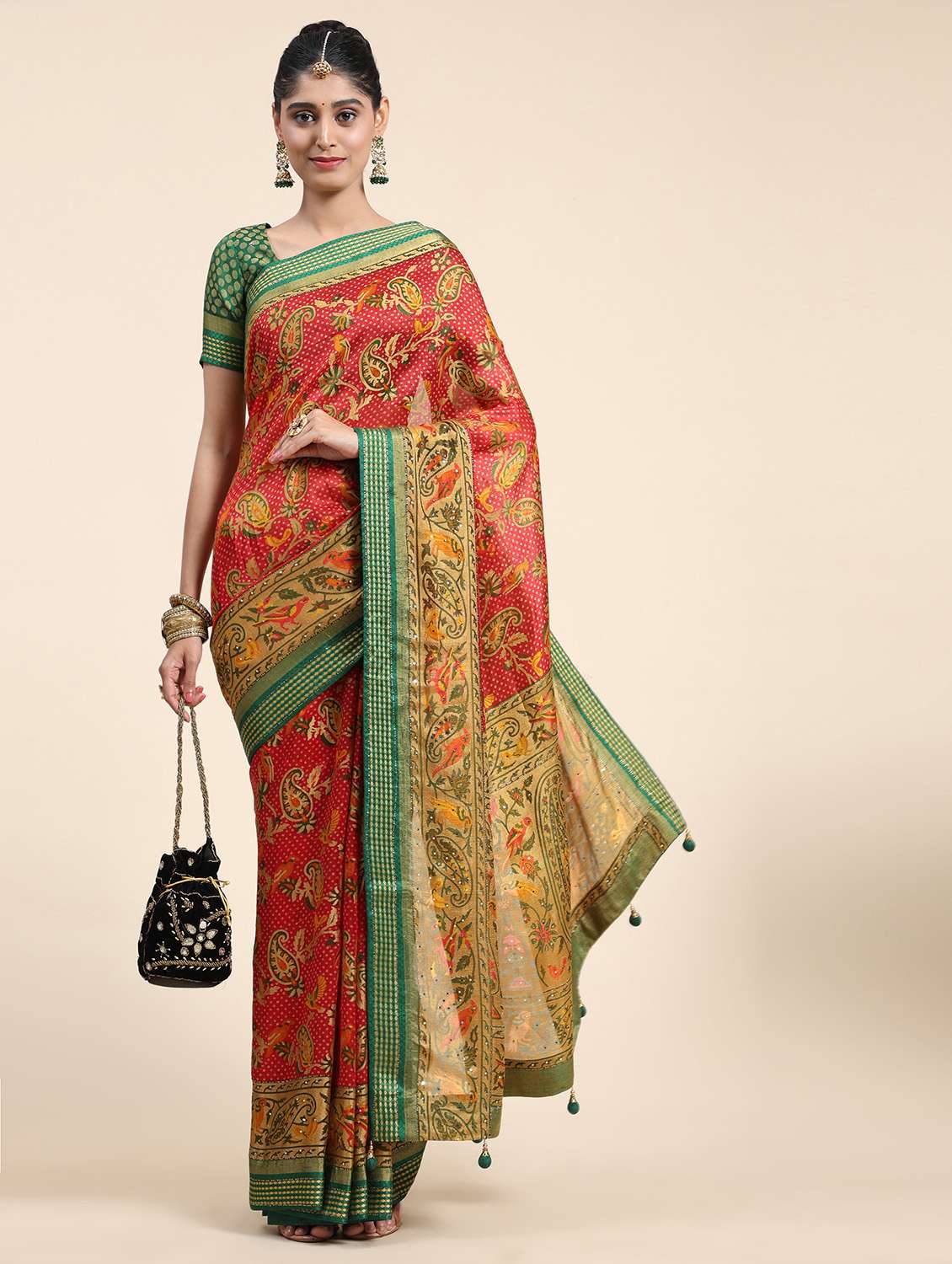women's self design multi colored saree with blouse - 20007392 - Standard Image - 1