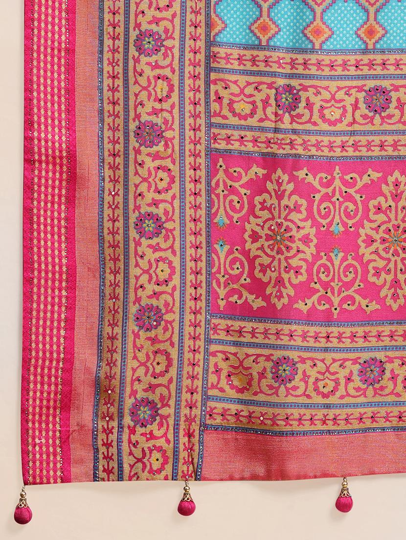 women's abstract blue colored saree with blouse - 20007414 - Standard Image - 4