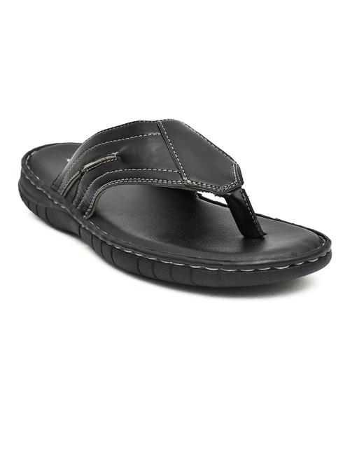 black pu toe separator slippers - 20007510 - Standard Image - 0