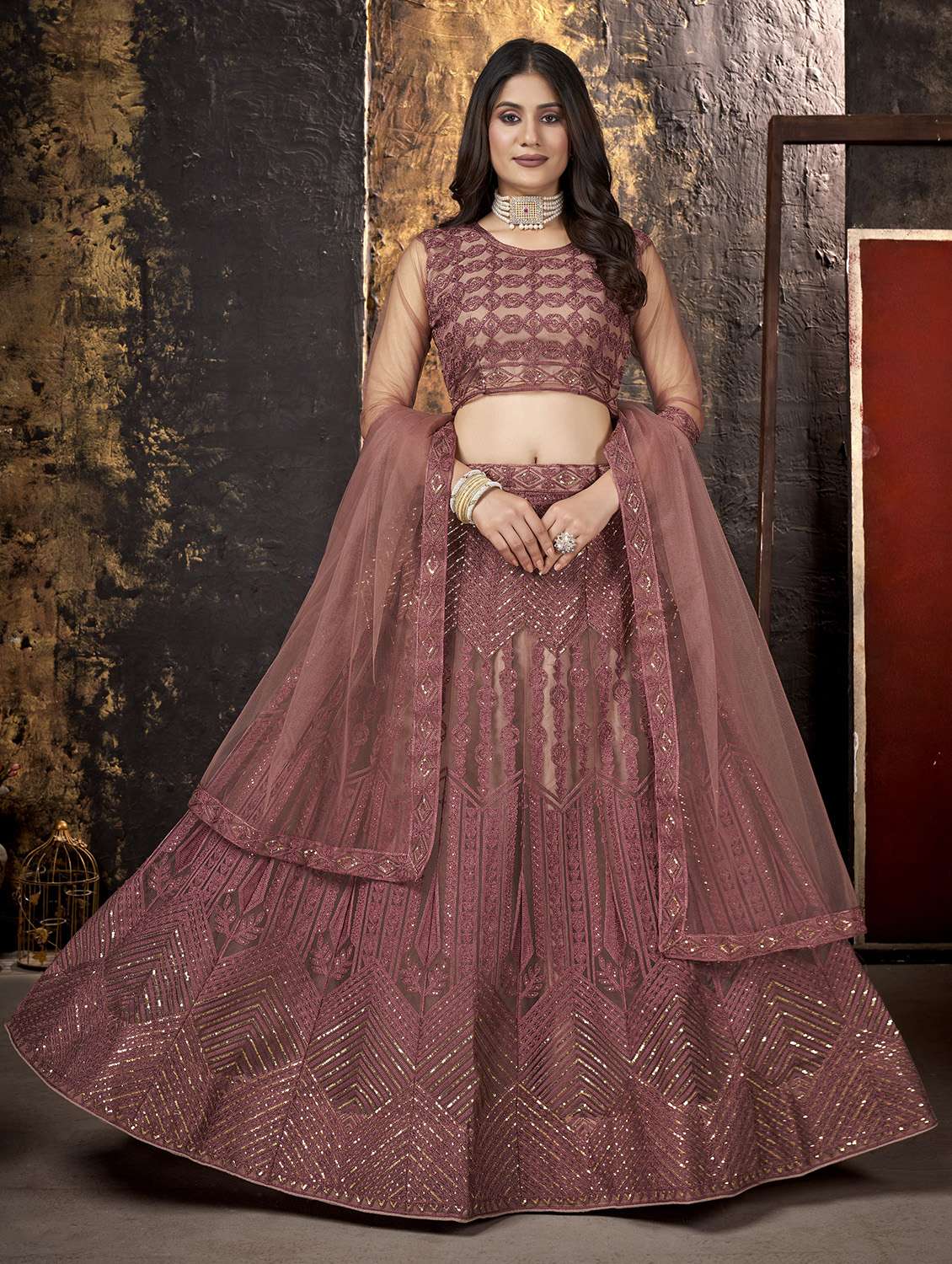 embroidered flared lehenga choli with dupatta
