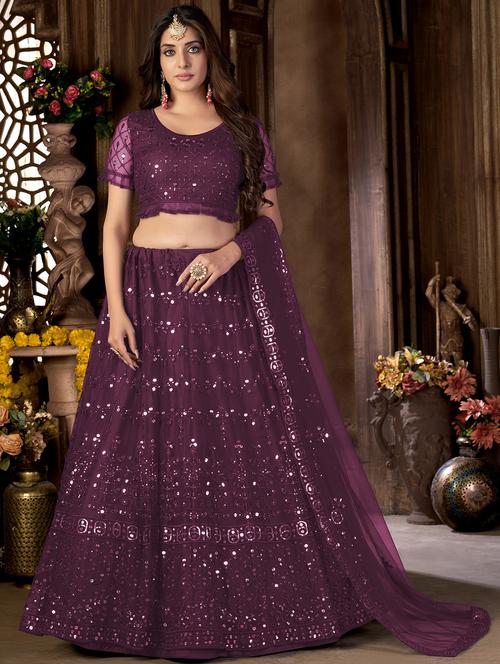 embroidered flared lehenga choli with dupatta - 20007532 -  Standard Image - 0