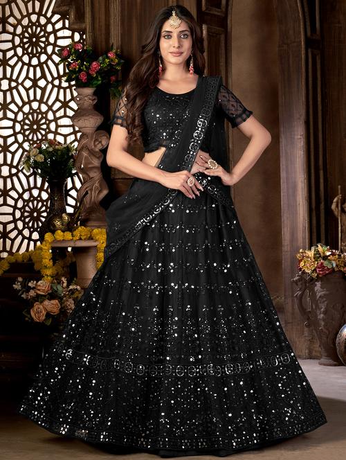 embroidered flared lehenga choli with dupatta - 20007533 -  Standard Image - 0
