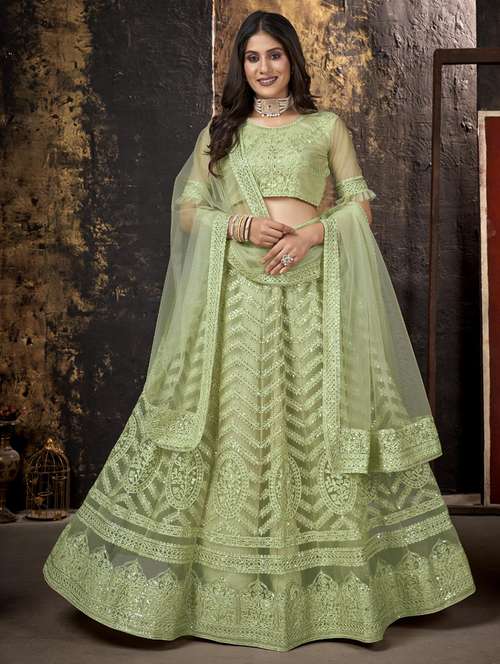 embroidered flared lehenga choli with dupatta