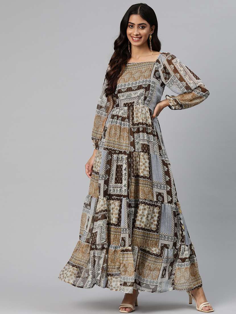 women's printed tiered dress  - 20007549 -  Standard Image - 1