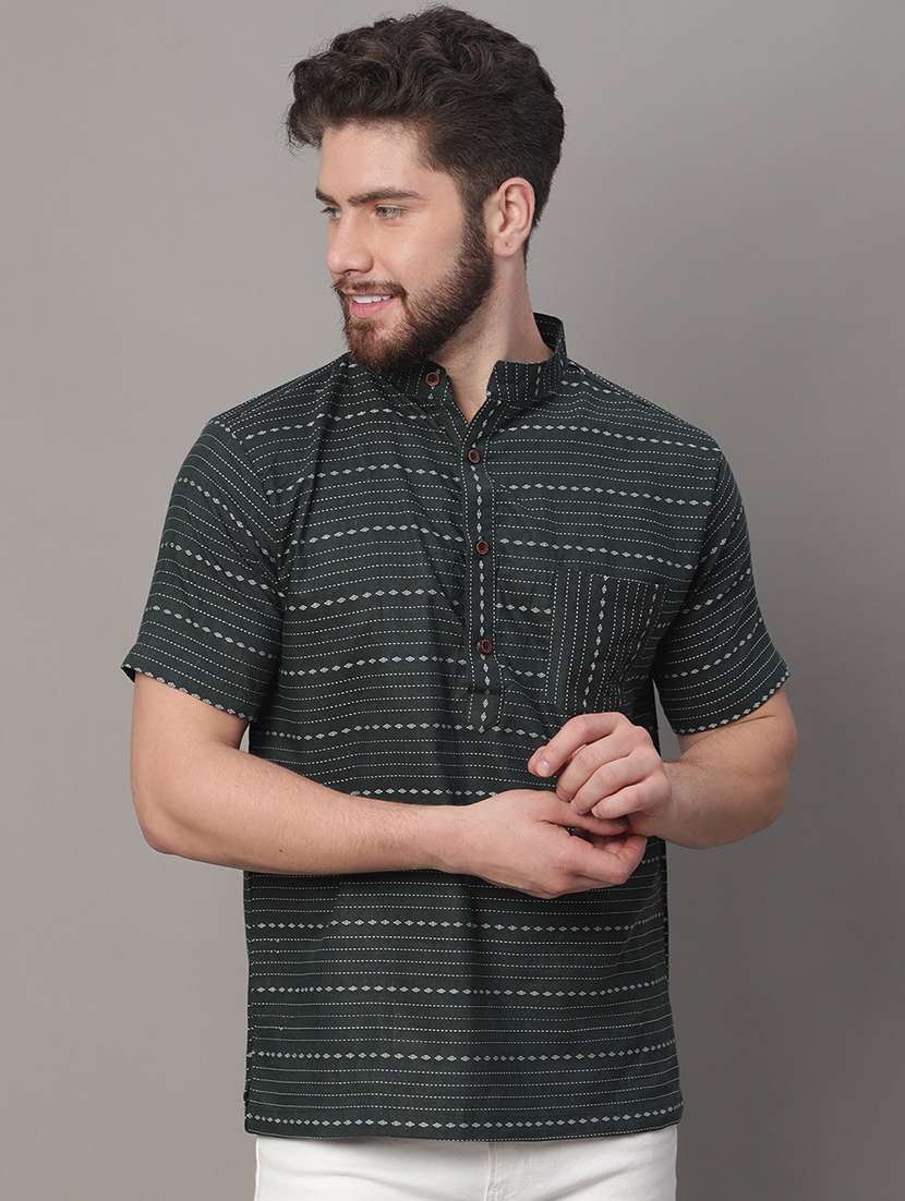 men black printed short kurta