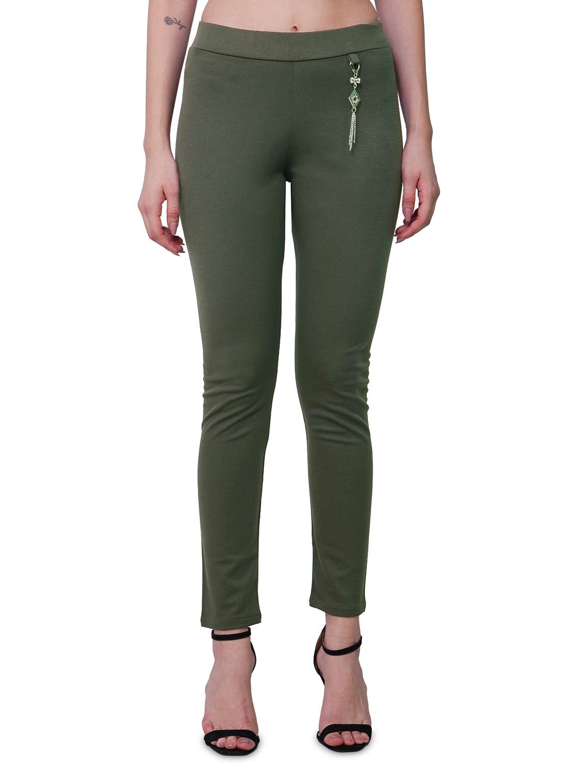 women solid spandex jegging