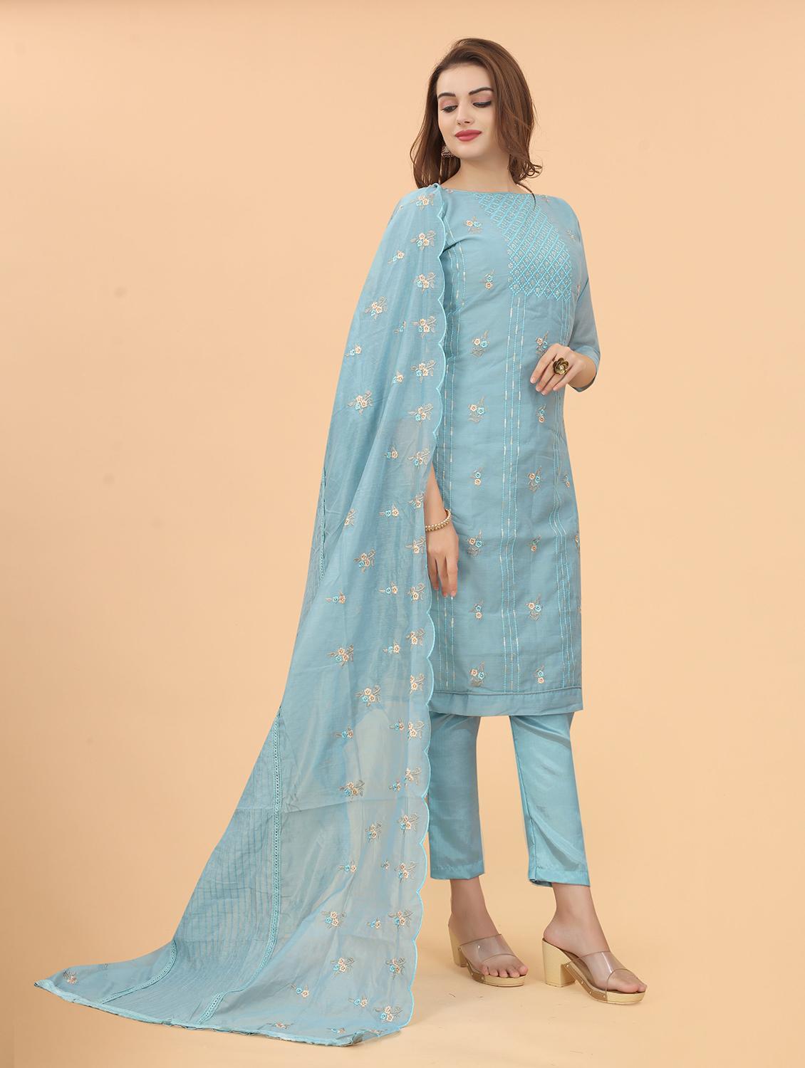 embroidered kurta pant with dupatta set - 20007794 - Standard Image - 1
