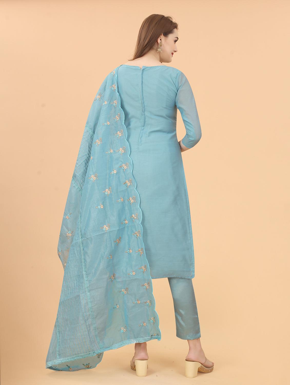 embroidered kurta pant with dupatta set - 20007794 - Standard Image - 4