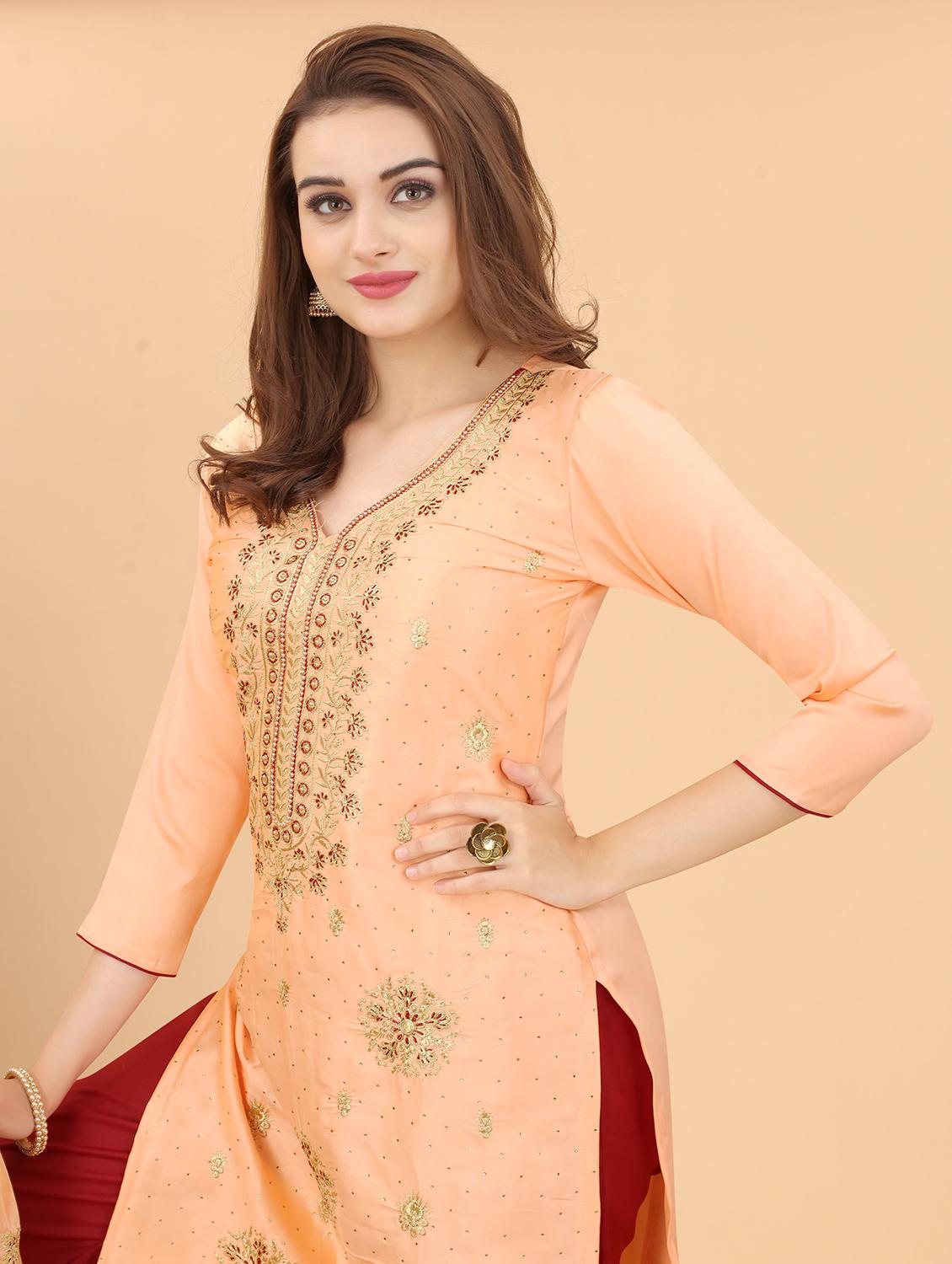 embroidered kurta pant with dupatta set - 20007799 - Standard Image - 4