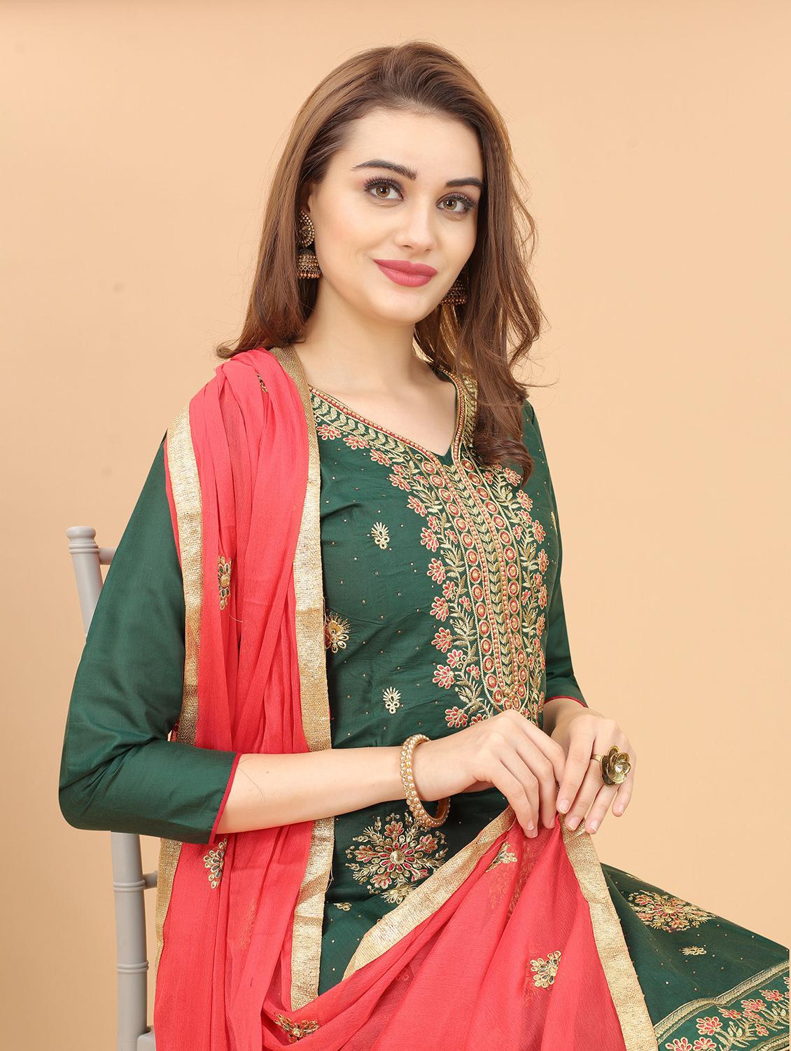 embroidered kurta pant with dupatta set - 20007800 - Standard Image - 4