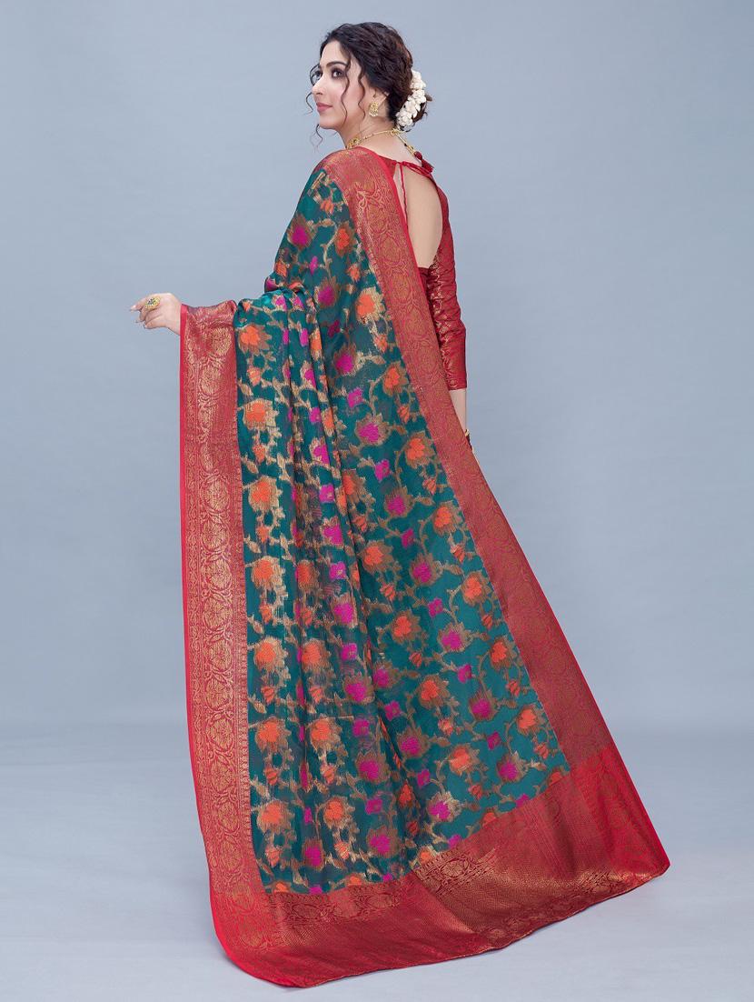 self design woven saree with blouse - 20007975 - Standard Image - 1