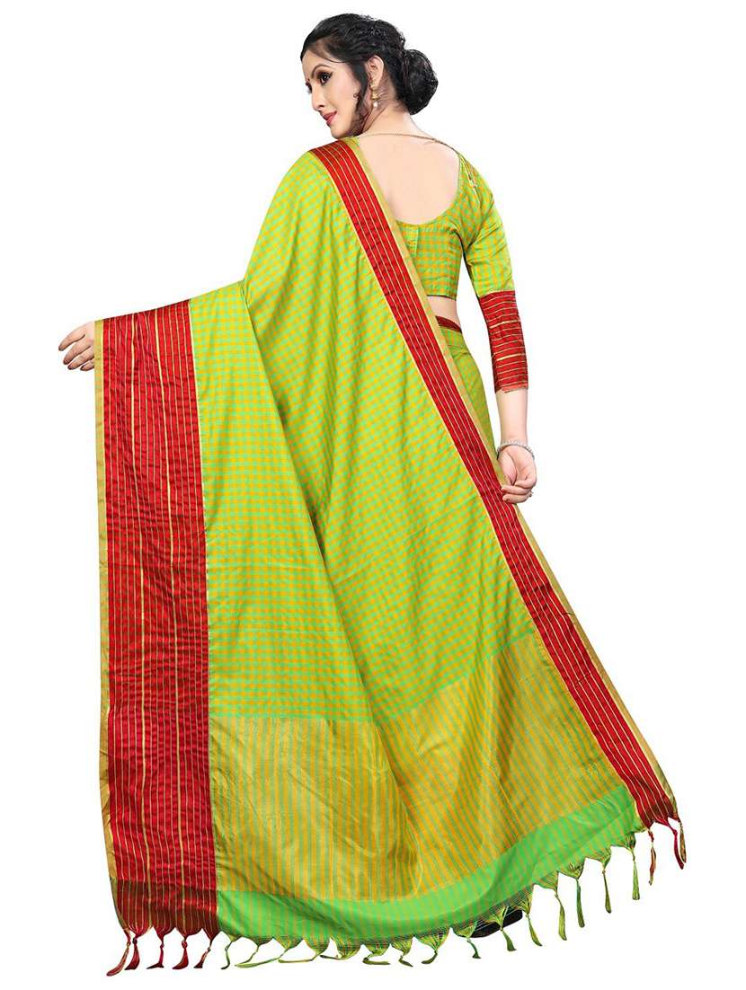 light green cotton silk saree with blouse - 20008003 -  Standard Image - 1