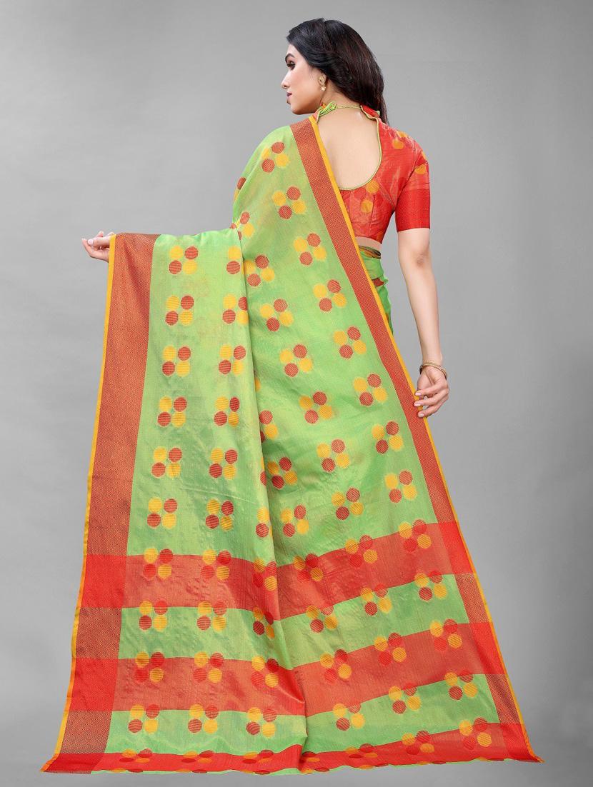 light green art silk saree with blouse - 20008009 - Standard Image - 1