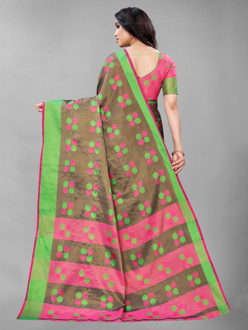 dark green art silk saree with blouse - 20008010 - Standard Image - 1