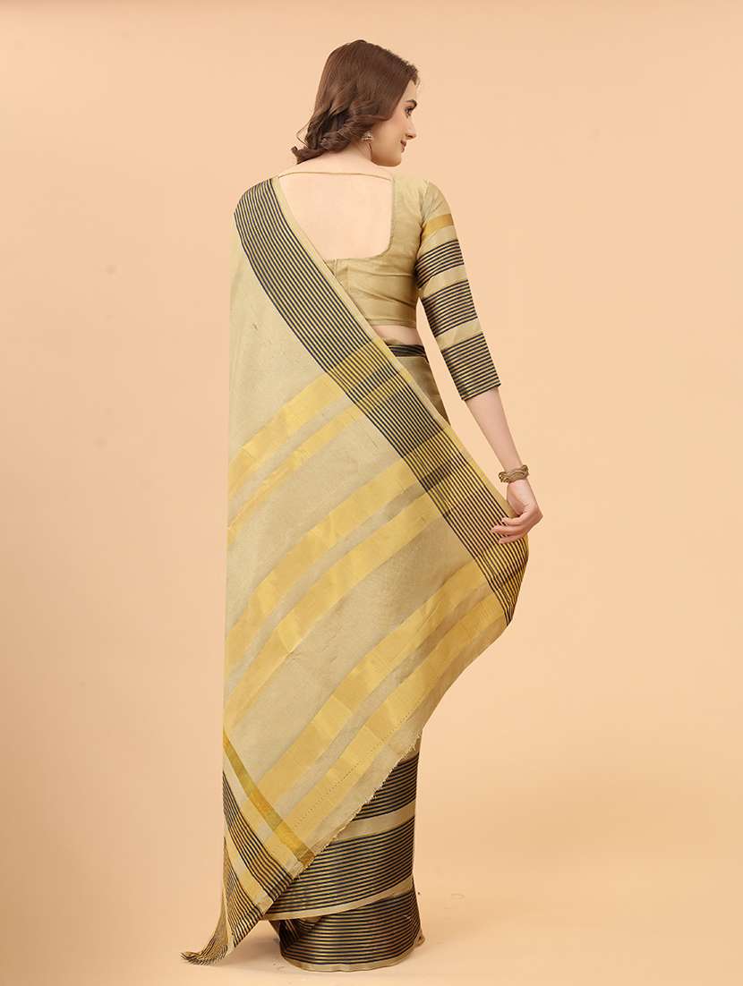 cream cotton blend saree - 20008082 -  Standard Image - 1