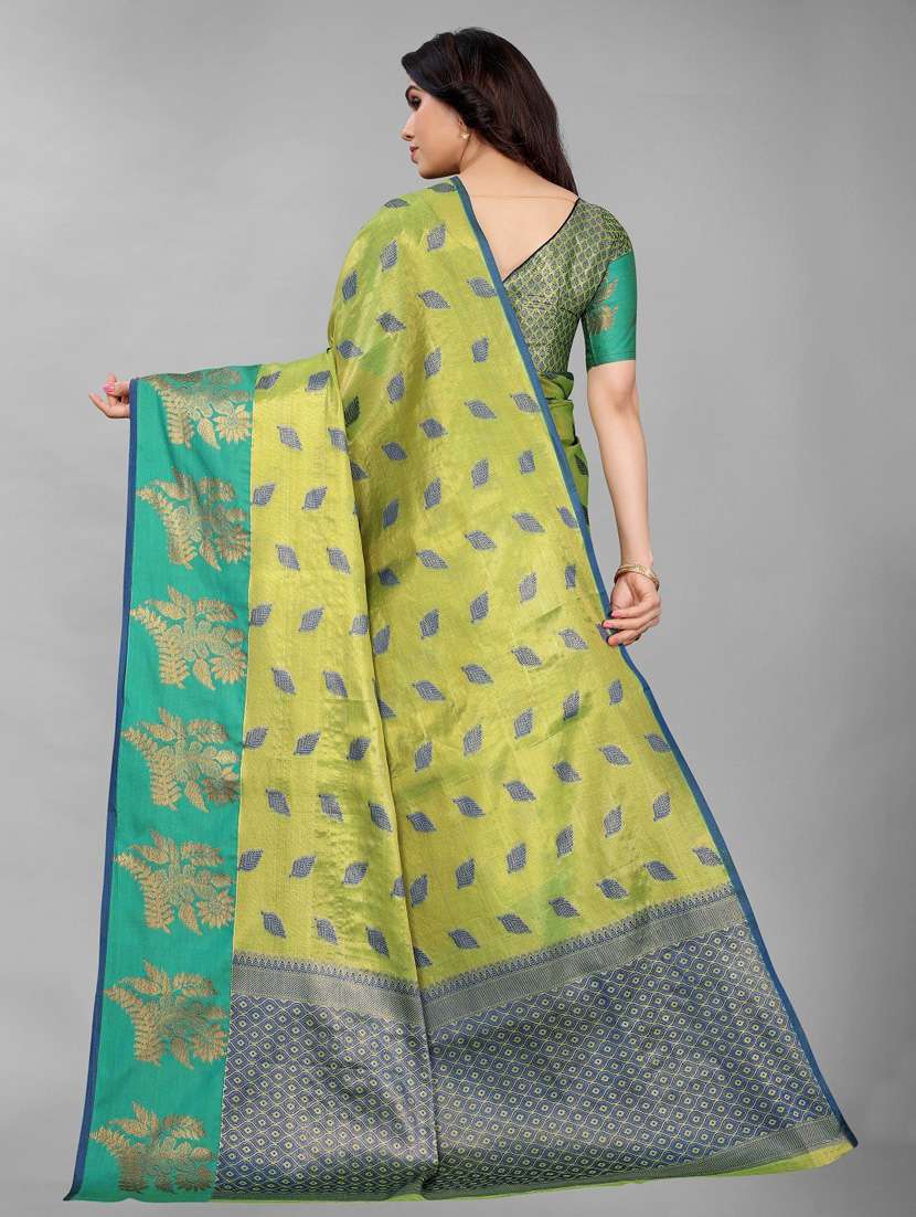 light green silk blend kanjivaram saree with blouse - 20008103 -  Standard Image - 1