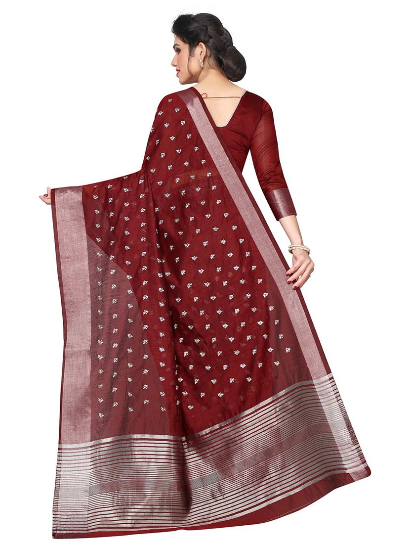 red chanderi saree with blouse - 20008112 -  Standard Image - 1