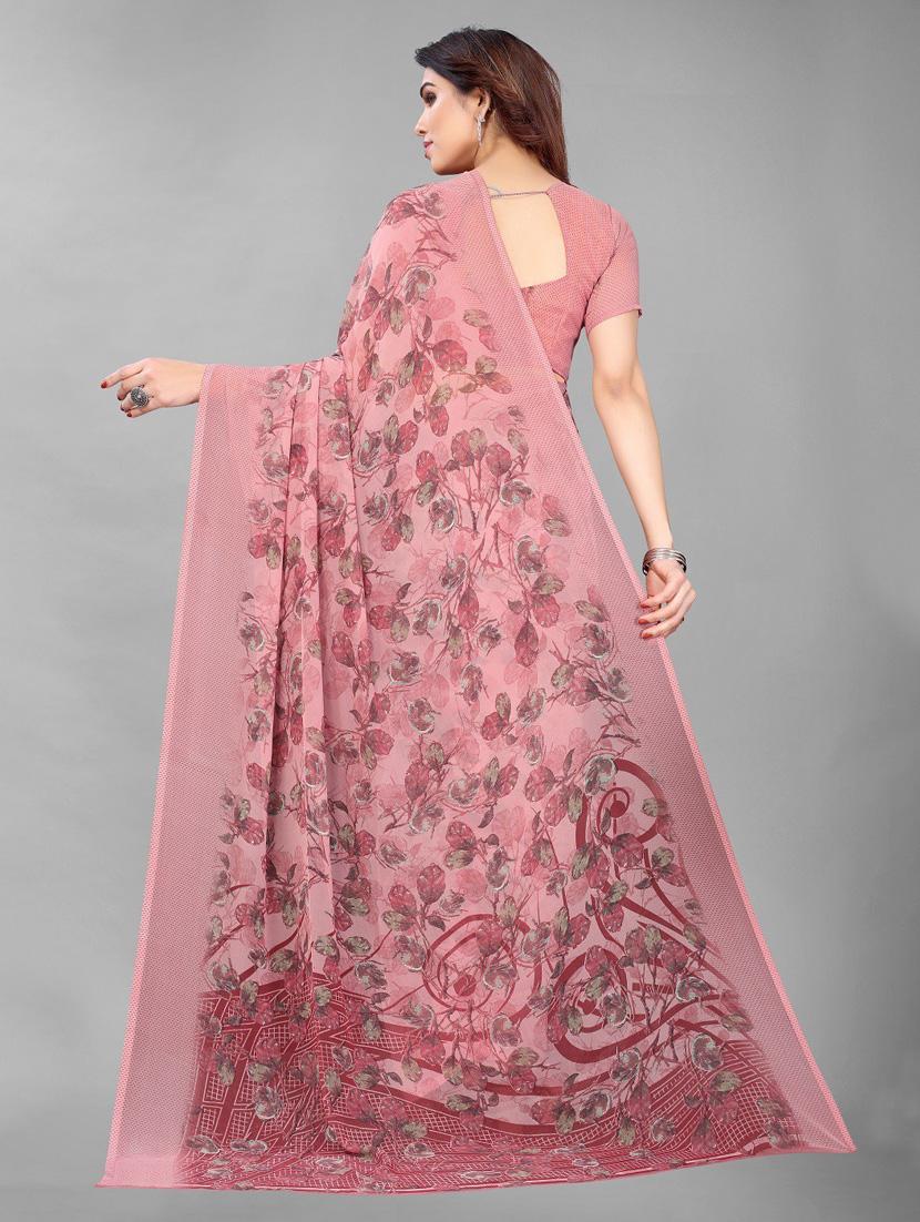 pink printed saree with blouse - 20008161 -  Standard Image - 1