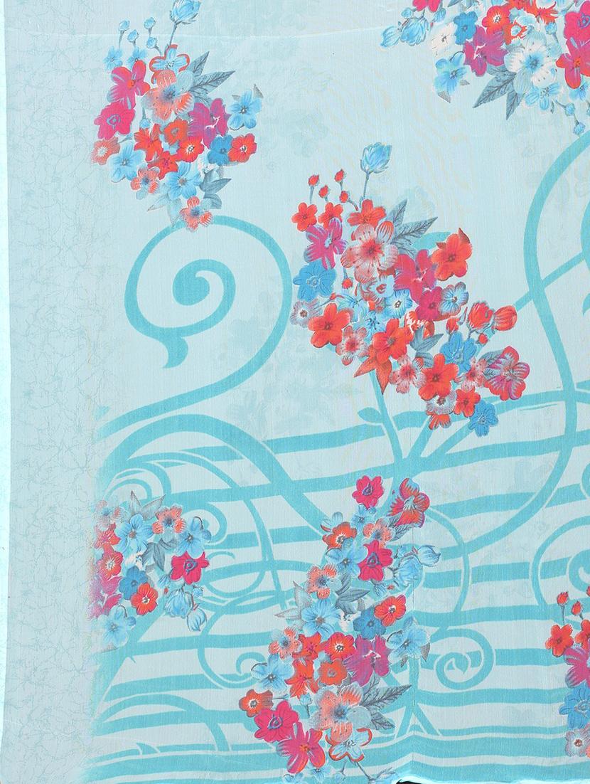 blue floral printed saree with blouse - 20008169 - Standard Image - 4