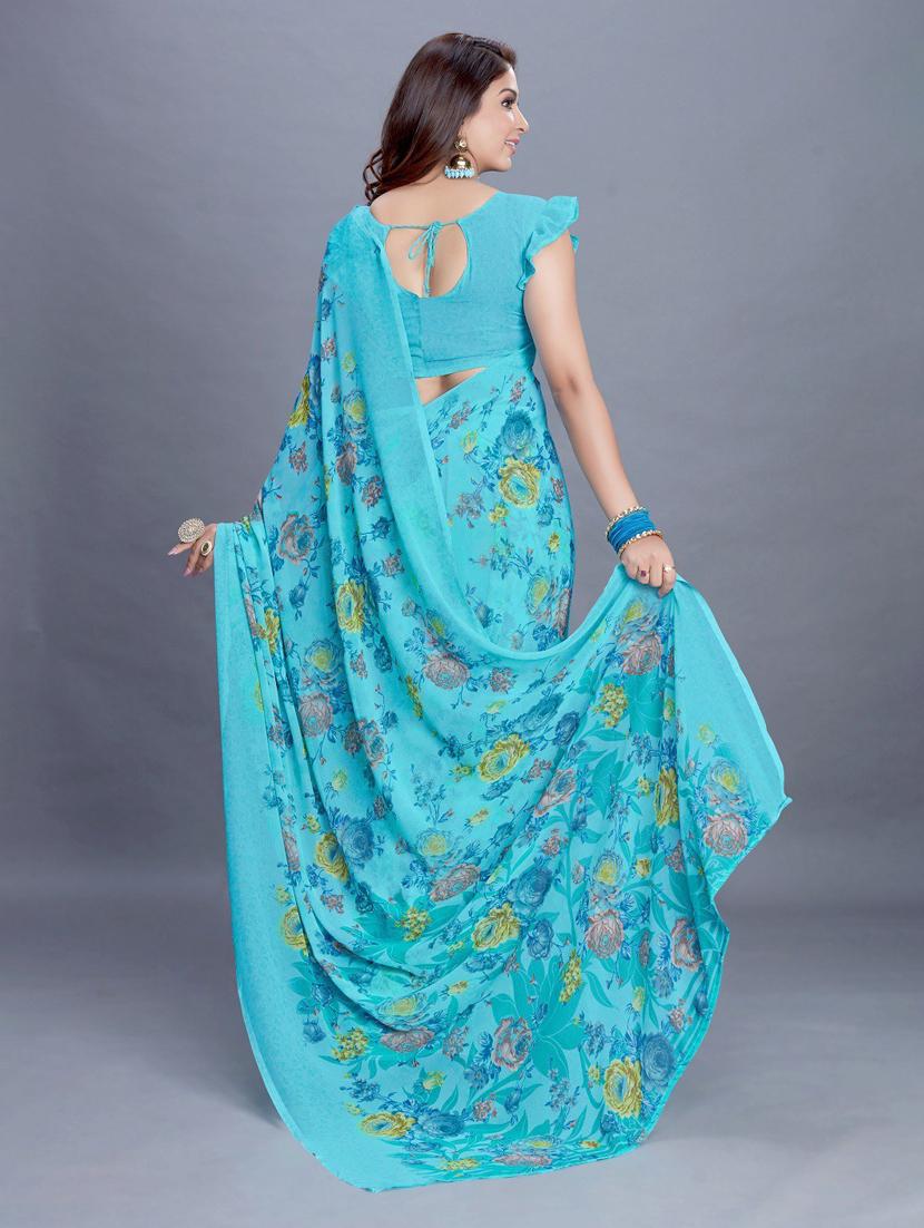 floral printed saree with blouse - 20008179 - Standard Image - 1