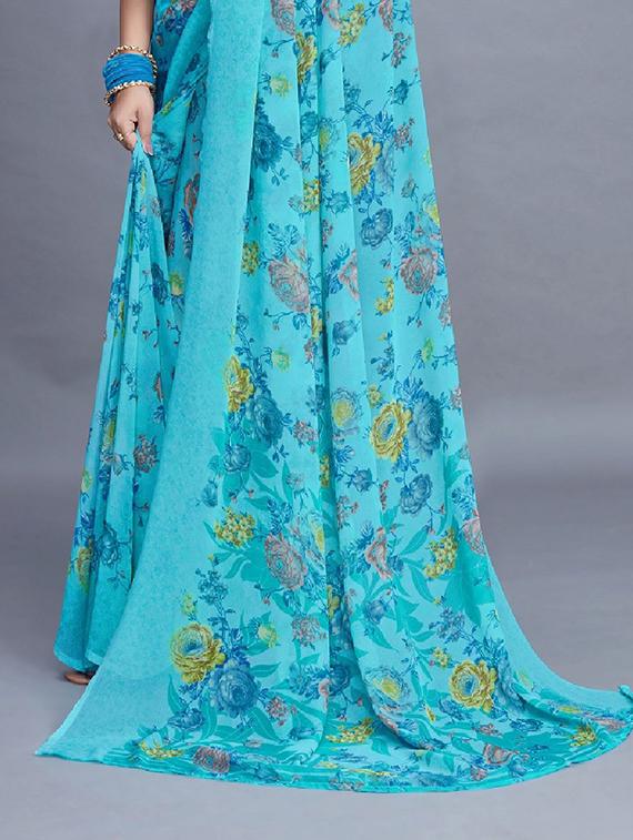 floral printed saree with blouse - 20008179 - Standard Image - 4