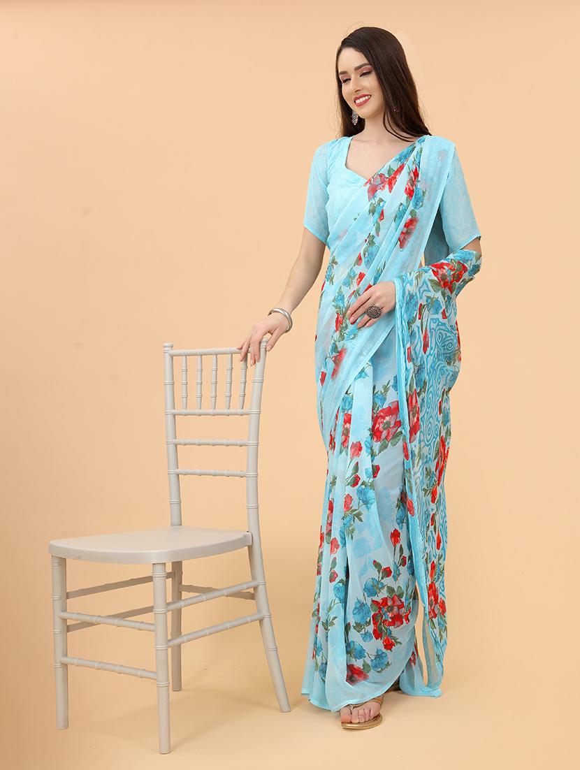 floral printed saree with blouse - 20008184 -  Standard Image - 1