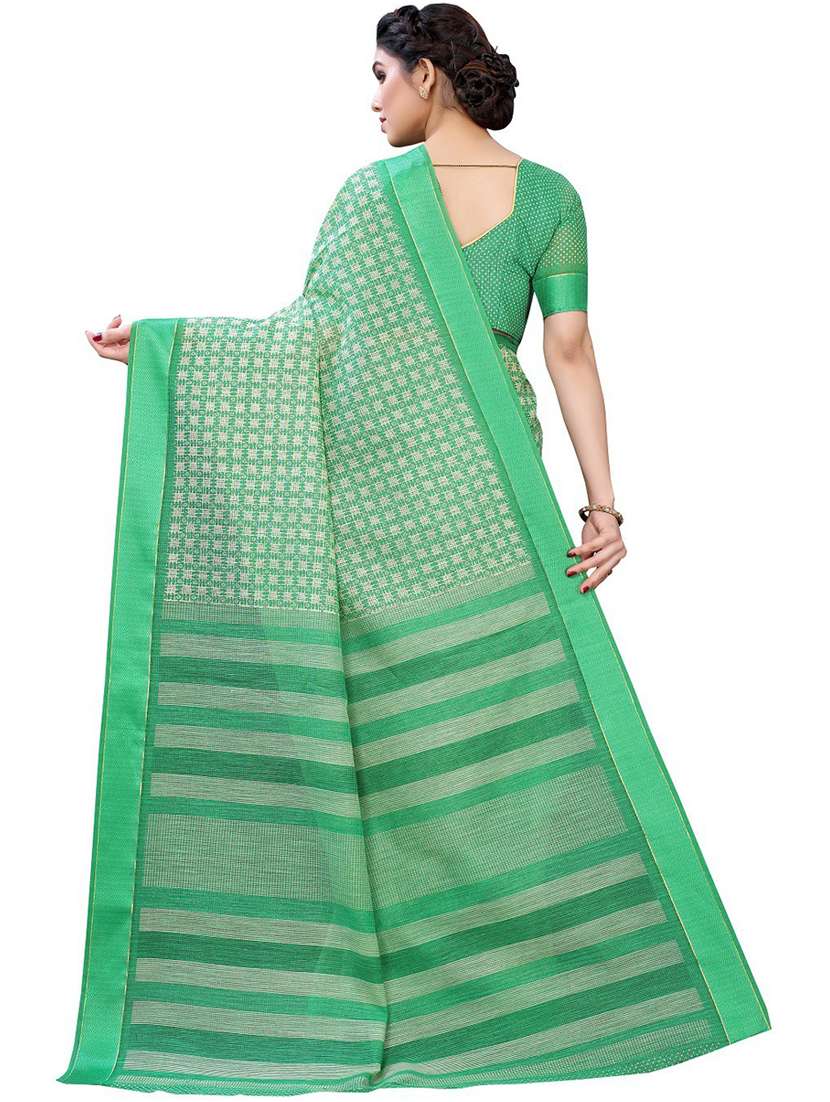 light greenself  design woven saree with blouse - 20008200 -  Standard Image - 1
