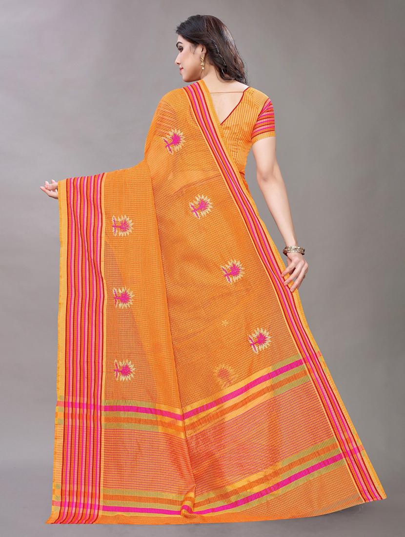 orange woven saree with blouse - 20008291 - Standard Image - 1