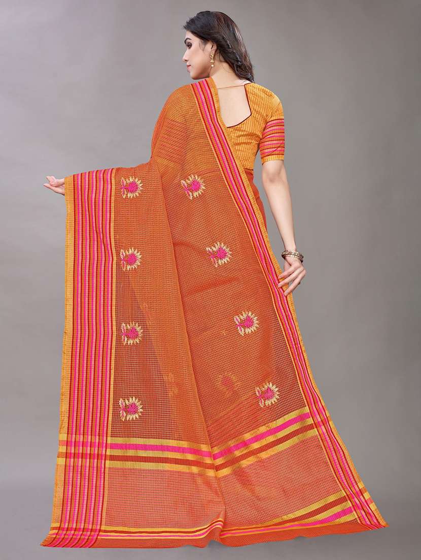 orange woven saree with blouse - 20008292 -  Standard Image - 1