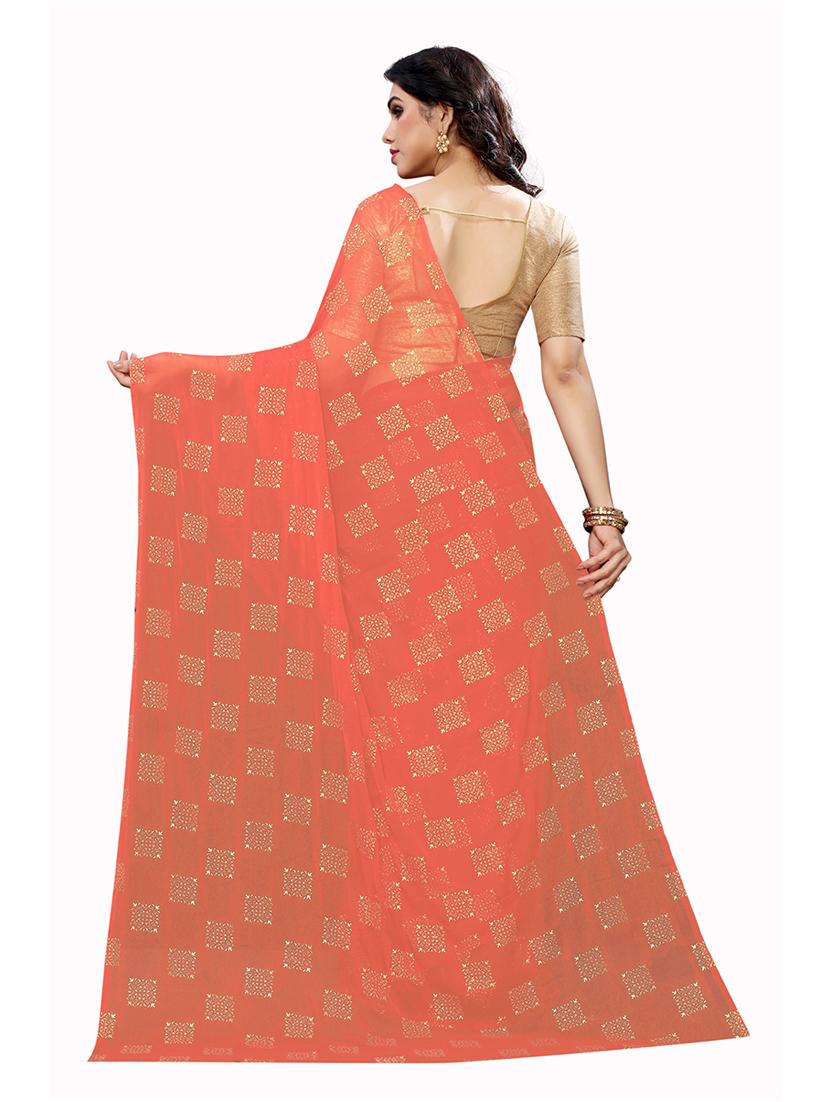 orange chiffon saree - 20008309 - Standard Image - 1