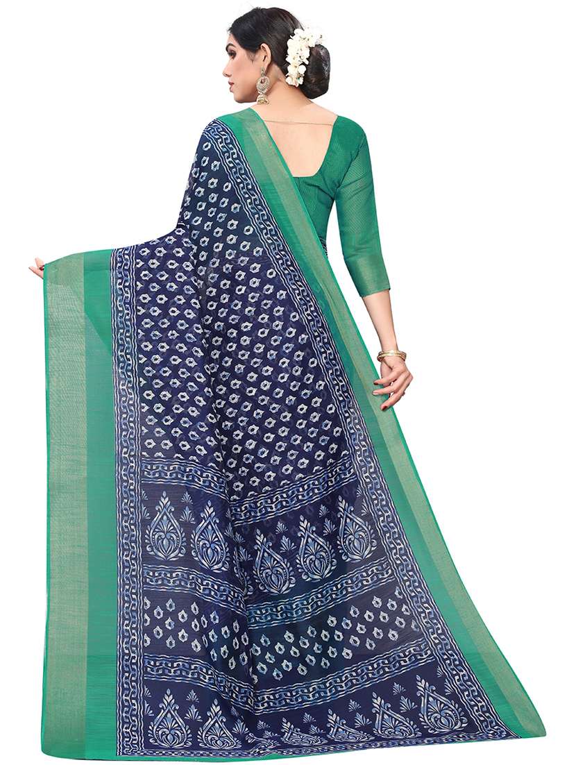 navy blue printed saree - 20008312 -  Standard Image - 1