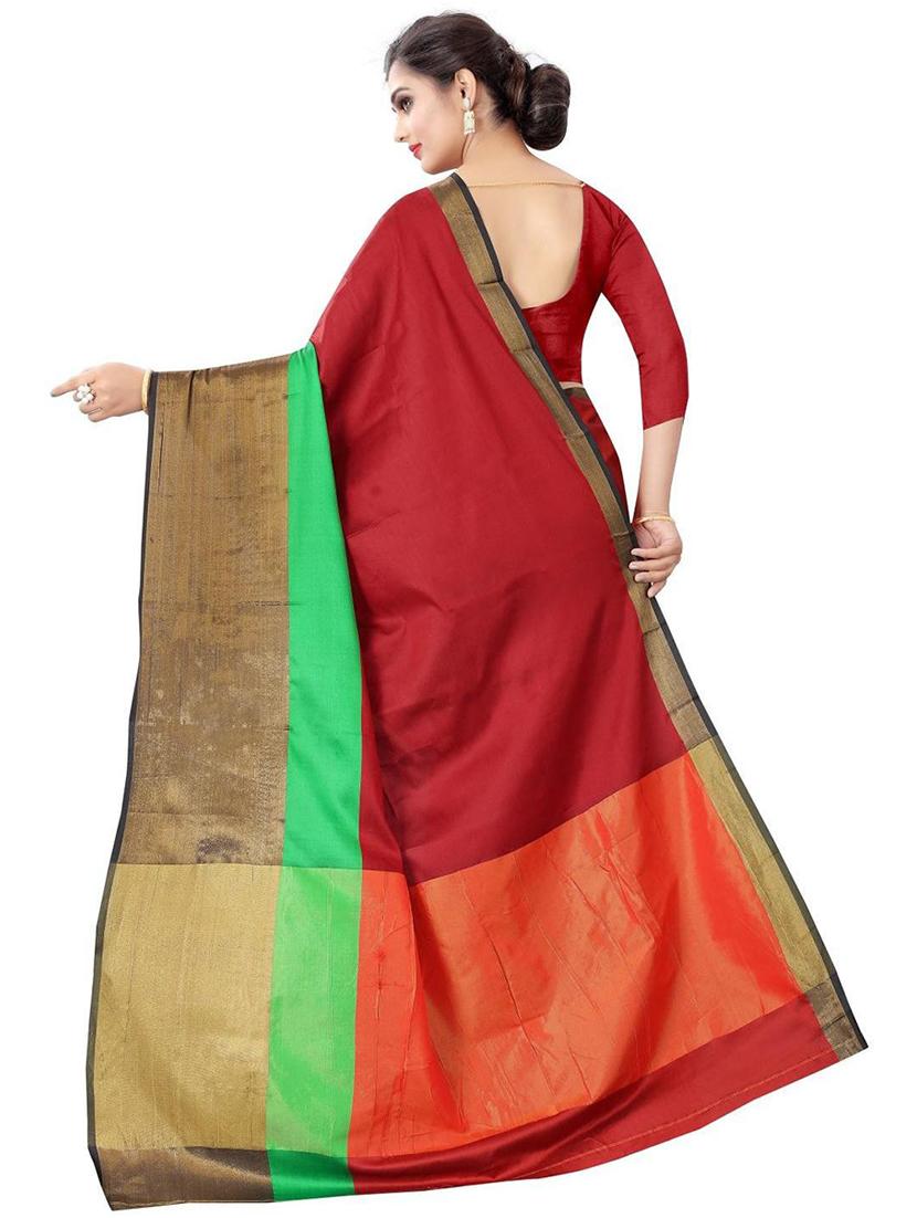 multi colored cotton silk saree with blouse - 20008349 - Standard Image - 1