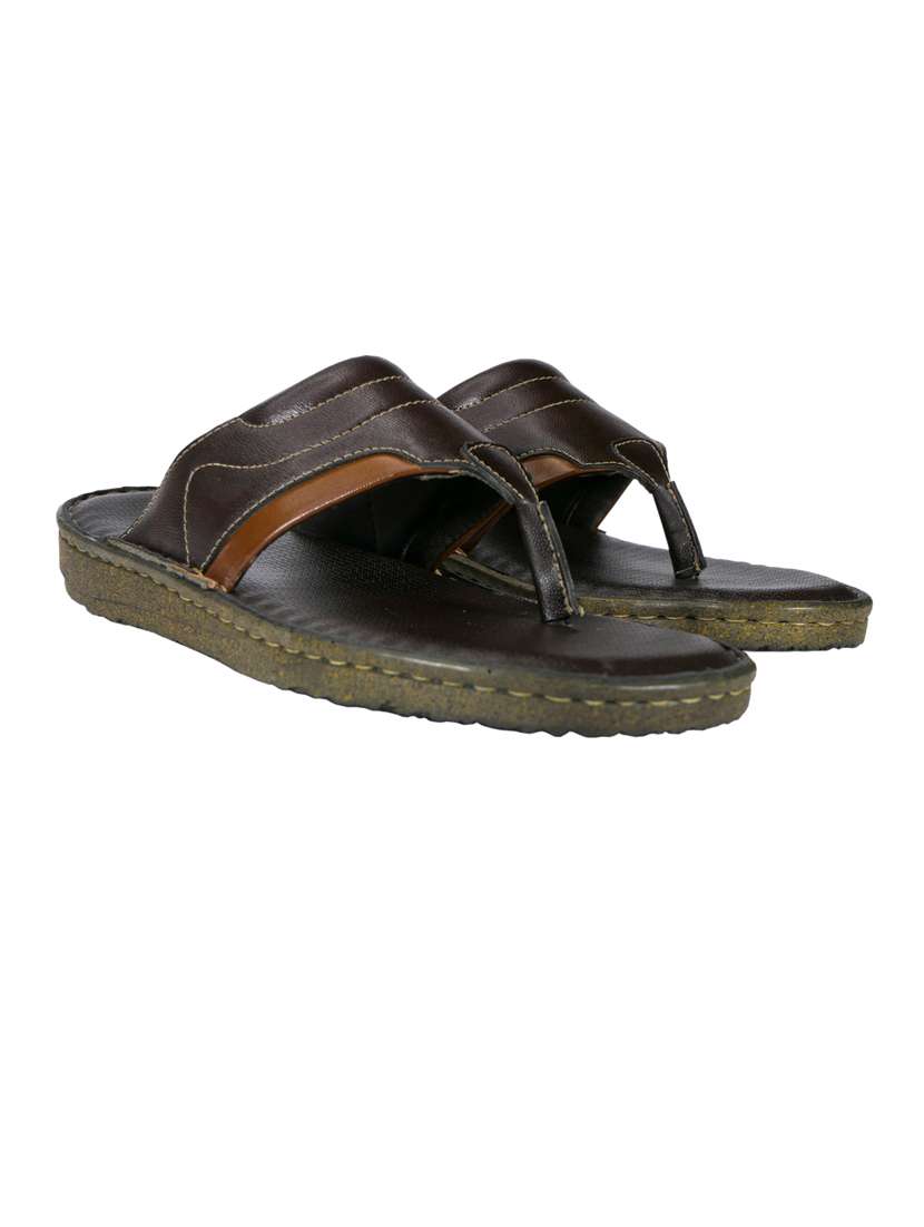 brown synthetic & mesh toe separator slippers - 20008657 -  Standard Image - 1
